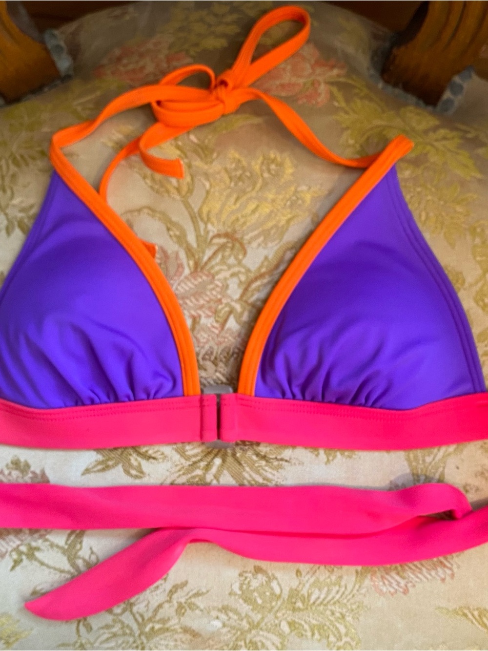 Victoria's Secret Vivid Purple Orange Pink Bikini Top S & Swim Skirt M Beach Set - Picture 2 of 13